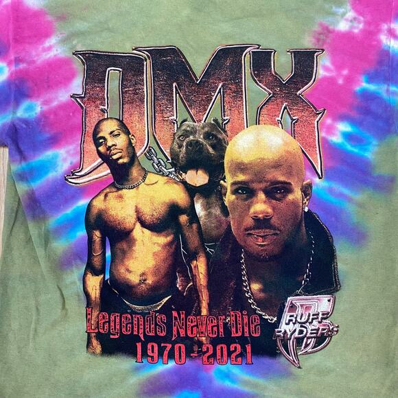 DMX Legends Never Die Tie Dye Memorial Tee Shirt Hip Hop Rap - Picture 3 of 4